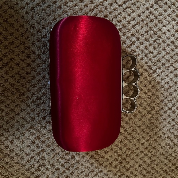 Red Rhinestone Clutch with Knuckle Rings - Picture 3 of 3
